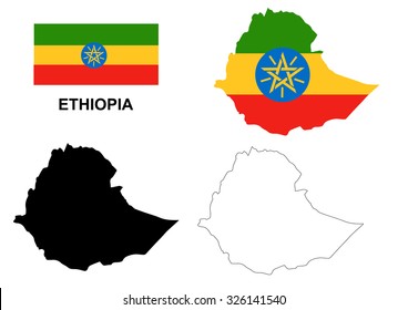 Ethiopia map design. Shape of the country with beautiful geometric waves  an.. ~ Clip Art #252602699