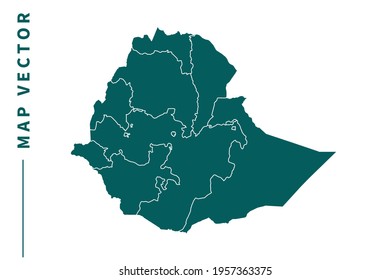 Ethiopia map vector. green color on white background.