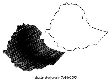 Ethiopia map vector illustration, scribble sketch Federal Democratic Republic of Ethiopia
