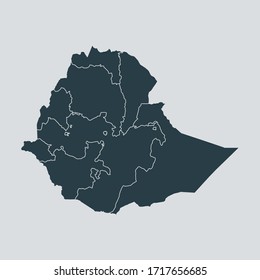 vector de mapa etíope, aislado en fondo gris