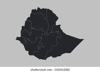 Ethiopia map vector, isolated on gray background