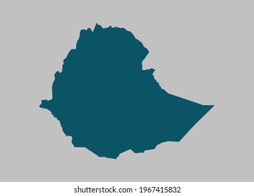 Ethiopia map vector,Not isolated ocean blue color on gray background