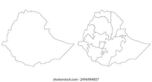 Ethiopia map. Map of Ethiopia in white set