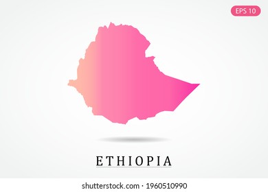 Ethiopia Map - World Map International vector template with Pink gradient color isolated on white background - Vector illustration eps 10