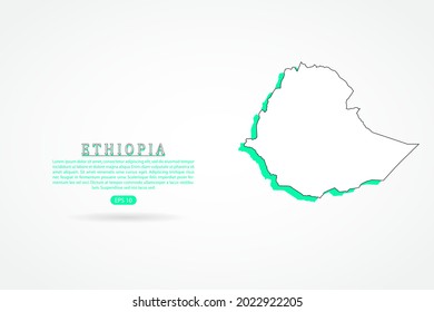 Ethiopia Map - World Map International vector template with green and outline graphic sketch style isolated on white background - Vector illustration eps 10