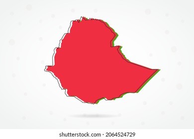 Ethiopia Map - World Map International vector template with including red, green and black outline sketch isolated on white background - Vector illustration eps 10