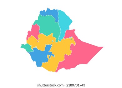 Ethiopia Map - World Map International vector template with High detailed including blue, green, pink, and yellow outline color isolated on white background - Vector illustration eps 10