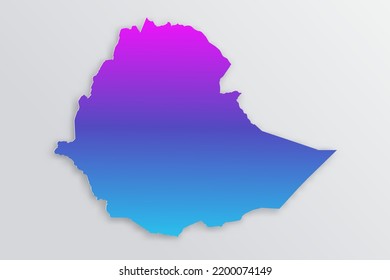 Ethiopia Map - World map International vector template with 3D, paper style including shadow and Gradient blue, purple color on grey background for design, infographic - Vector illustration eps 10