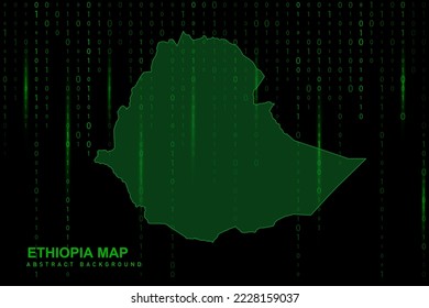 Ethiopia Map - World Map International vector template with Matrix green binary computer code background including light for design, website, hacker concept - Vector illustration eps 10
