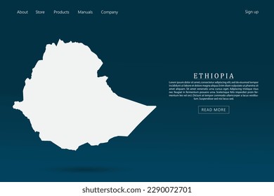 Ethiopia Map - World map international vector template with 3d white color on dark blue and green gradient color background for website template design, infographic - Vector illustration eps 10