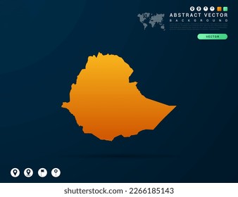 Ethiopia map of Yellow and orange gradient on dark background vector.