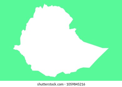 Ethiopia map-White map on green background. Each city and border has separately. Vector illustration eps 10.