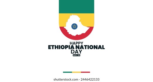 Ethiopia National Day, independence day,  May 28, suitable for social media post, card greeting, banner, template design, print, suitable for event, website, with flag of Ethiopia illustration.