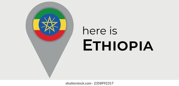 Ethiopia national flag map marker pin icon illustration