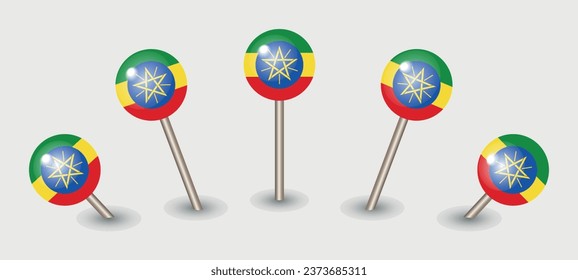 Ethiopia national flag map marker pin icon illustration