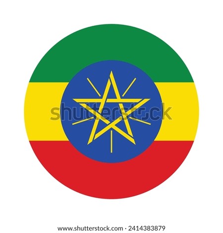 Ethiopia national flag vector icon design. Ethiopia circle flag. Round of Ethiopia flag.
