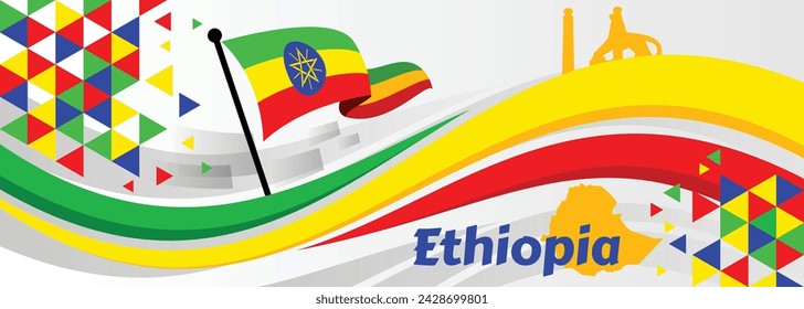 Ethiopia national or independence day banner for country celebration