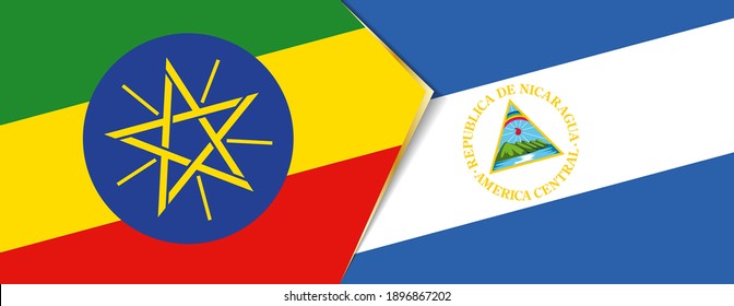 Äthiopien und Nicaragua Flaggen, zwei Vektorflaggen Symbol für Beziehung oder Konfrontation.