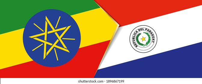 Banderas de Etiopía y Paraguay, dos banderas vectoriales símbolo de relación o enfrentamiento.