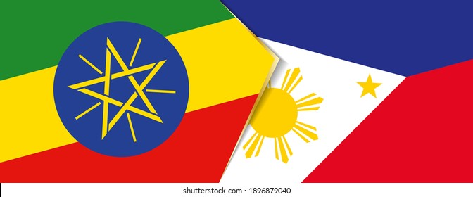 Ethiopia and Philippines flags, two vector flags symbol of relationship or confrontation.