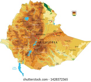 Ethiopia physical map in vector format