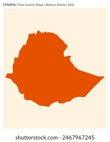 In: Ethiopia Plain Country Map. Mittelgroße Angaben. Solider Stil. Die Gestalt Äthiopiens. Vektorillustration.