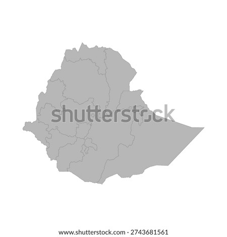 Ethiopia Political Map Vector Silhouette