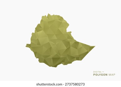 Ethiopia polygon map vector illustration in low poly geometric style, soft pastel colors with Olive green, clean silhouette on solid background, ideal for infographic.