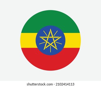 Ethiopia Round Country Flag. Circular Ethiopian National Flag. Federal Democratic Republic of Ethiopia Circle Shape Button Banner. EPS Vector Illustration. svg