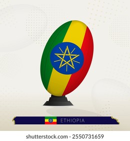 Ethiopia Rugby Ball on Rugby Kicking Tees with Modern Design. Illustration perfect for sports, national pride, and rugby-related projects.