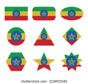 ethiopia set of flags with geometric shapes