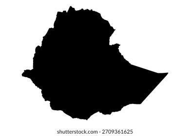 Ethiopia Silhouette Map vector illustration