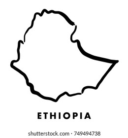 Ethiopia simple map outline - smooth simplified country shape map vector.