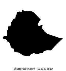 Ethiopia - solid black silhouette map of country area. Simple flat vector illustration.