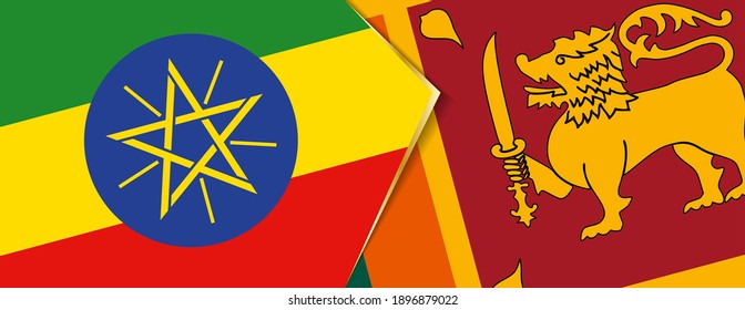 Ethiopia and Sri Lanka flags, two vector flags symbol of relationship or confrontation.