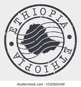 Ethiopia Stamp Postal. Map Silhouette Seal. Passport Round Design. Vector Icon. Design Retro Travel.
