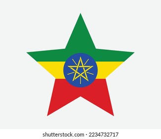 Ethiopia Star Flag. Ethiopian Star Shape Flag. Country National Banner Icon Symbol Vector Flat Artwork Graphic Illustration svg
