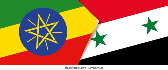 Ethiopia and Syria flags, two vector flags symbol of relationship or confrontation.