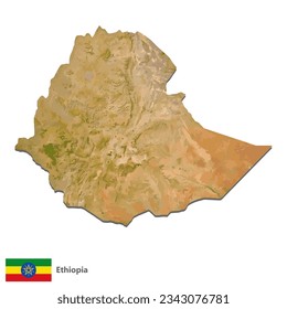 Vector de mapa de país de la topografía de Etiopía