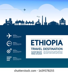 Ethiopia travel destination grand vector illustration. 