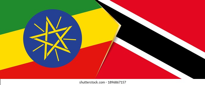 Ethiopia and Trinidad and Tobago flags, two vector flags symbol of relationship or confrontation.