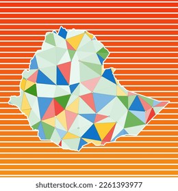 Äthiopien, Vektorgrafik. Äthiopien-Design auf Farbverlauf-Streifen-Hintergrund. Technologie, Internet, Netzwerk, Telekommunikationskonzept. Kreative Vektorgrafik.