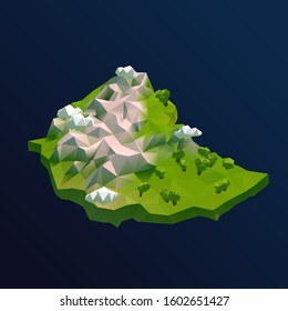 Ethiopia Vector Low Poly 3D Cartoon Map