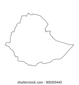 Ethiopia vector map contour silhouette high detailed illustration isolated on white background. State in Africa.