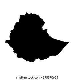 Ethiopia vector map high detailed silhouette illustration isolated on white background. Ethiopia map silhouette.