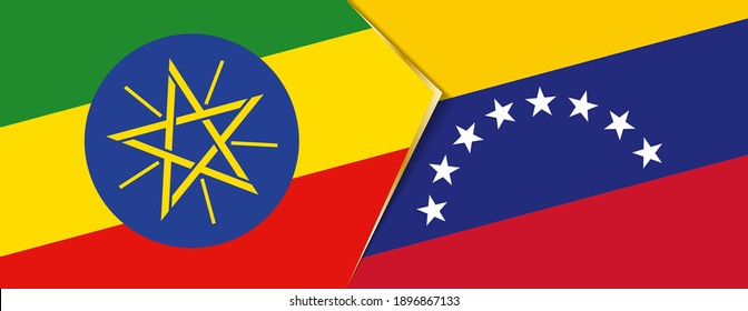 Ethiopia and Venezuela flags, two vector flags symbol of relationship or confrontation.