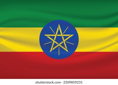 Ethiopia Waving Country Flag in Vector illustration