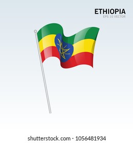 Ethiopia waving flag isolated on gray background