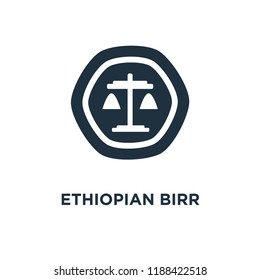 Ethiopian Birr icon. Black filled vector illustration. Ethiopian Birr symbol on white background. Can be used in web and mobile.