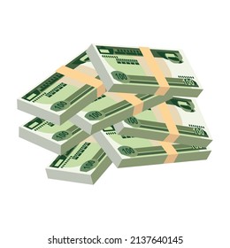 Ethiopian Birr Vector Illustration. Ethiopia money set bundle banknotes. Paper money 100 Br. Flat style. Isolated on white background. Simple minimal design.